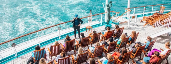 Semester at Sea students on deck of cruise ship.