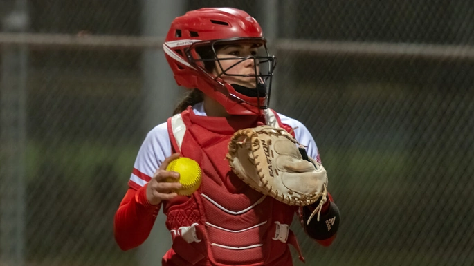 A softball catcher