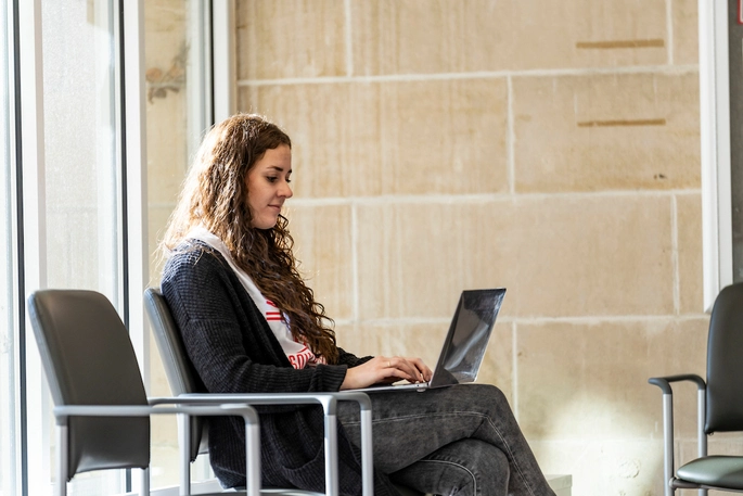 Student working on a computer