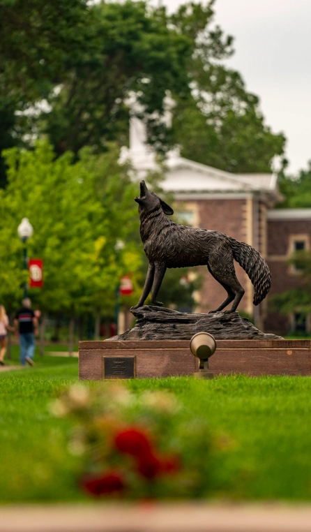 Legacy Statue in front of Old Main