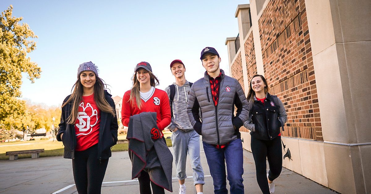 Students walking on campus