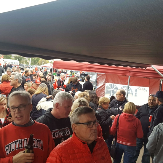 Big Red Bus tailgate crowd