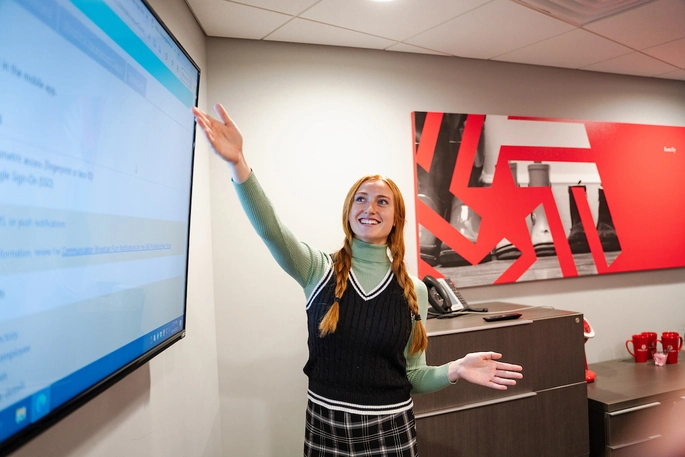 A student presenting in class