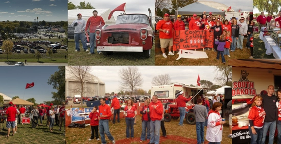 Collage of alumni tailgating