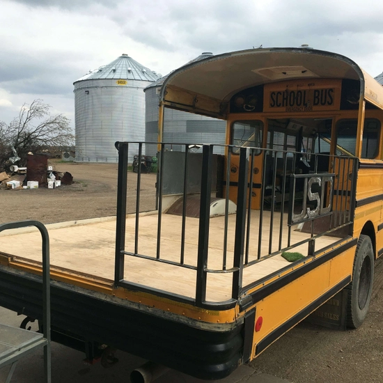 Rear view of bus extension