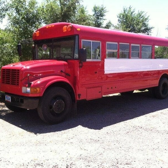 Bus painted red